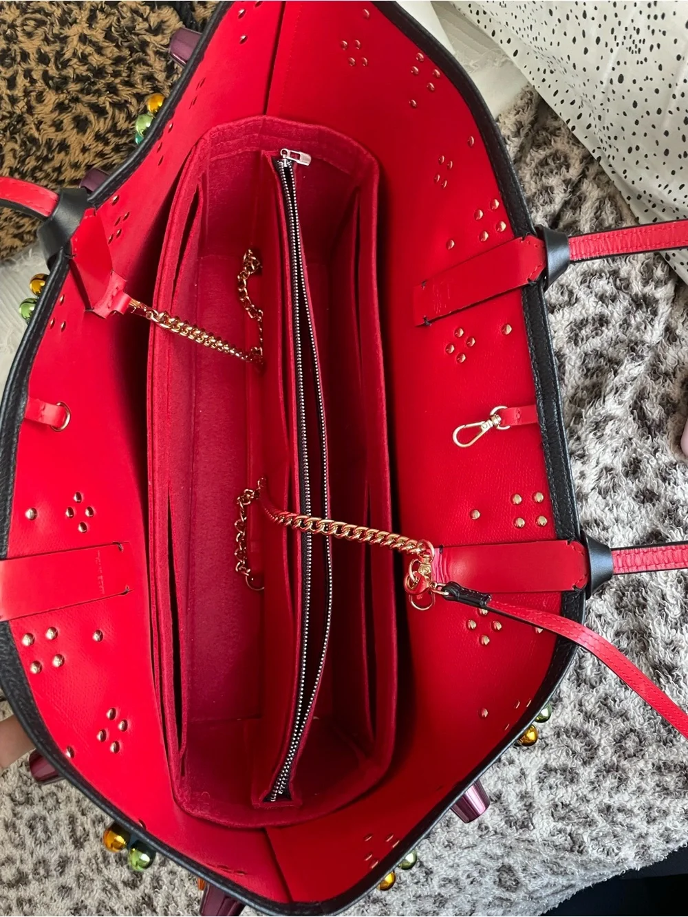 Christian Louboutin Black Tote with Multicolor Jewel Studs